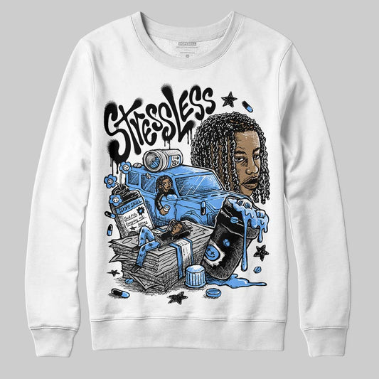 Jordan 5 Black University Blue DopeSkill Sweatshirt Stressless Graphic Streetwear - White 
