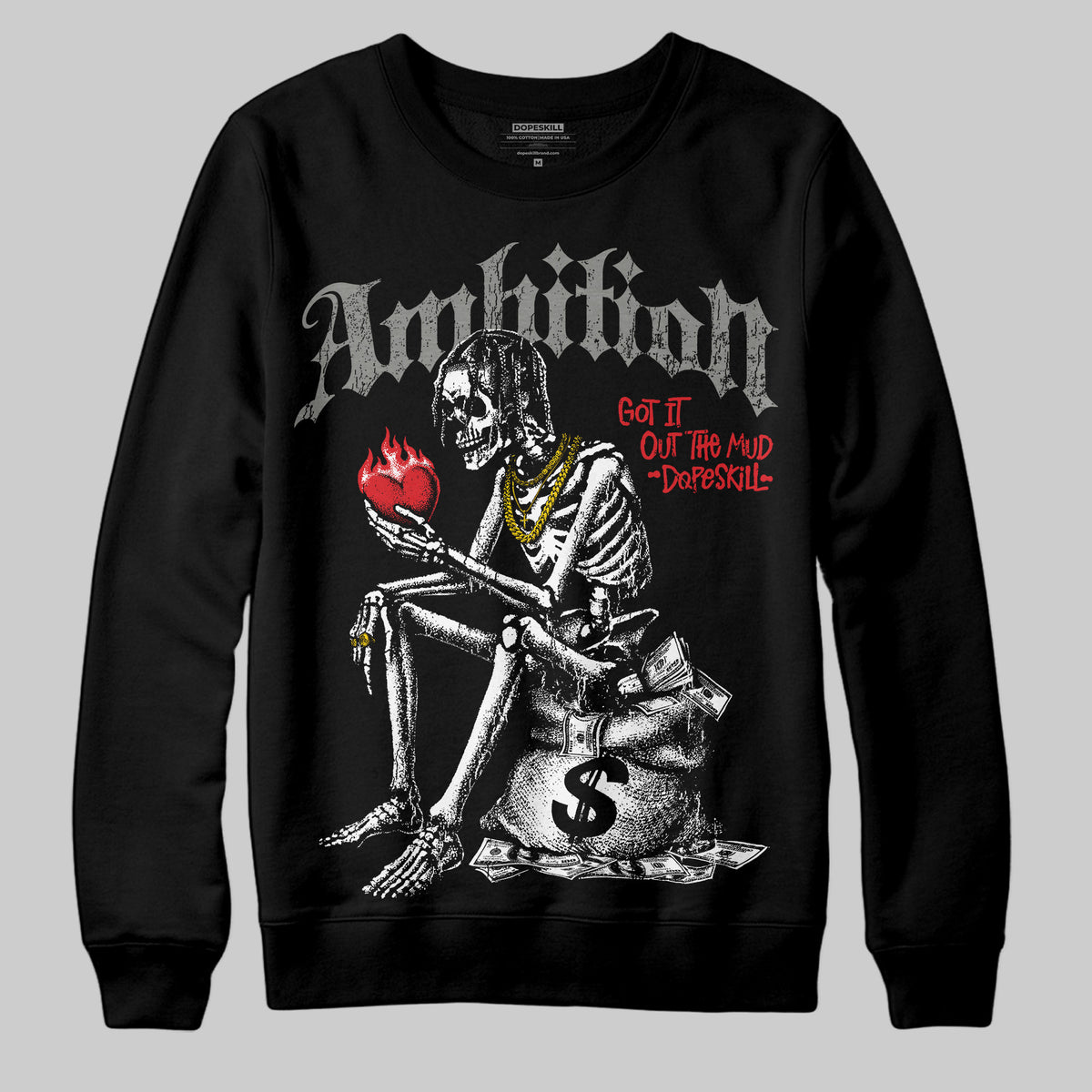 Jordan 4 Bred DopeSkill Sweatshirt Ambition Graphic Streetwear - Black