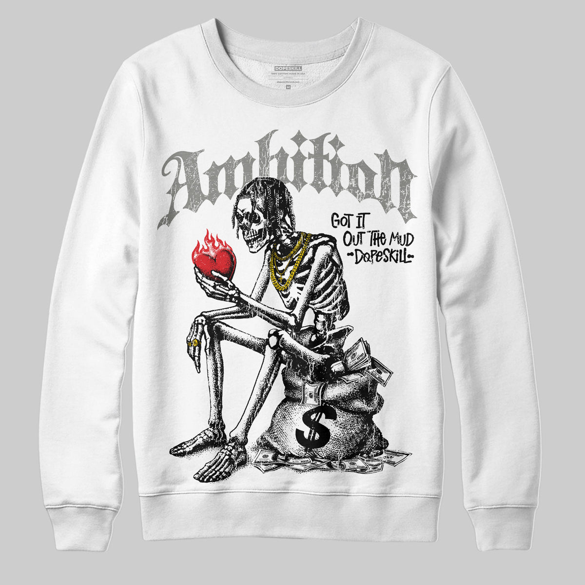 Jordan 4 Bred DopeSkill Sweatshirt Ambition Graphic Streetwear - White