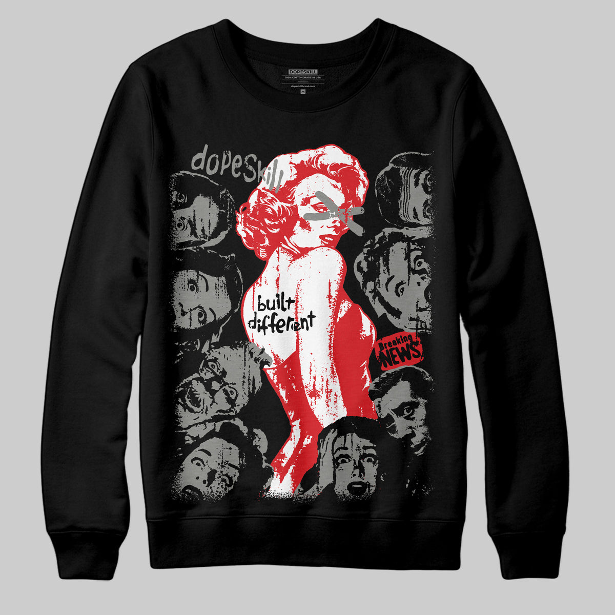 Jordan 4 Bred DopeSkill Sweatshirt Built Different Graphic Streetwear - Black