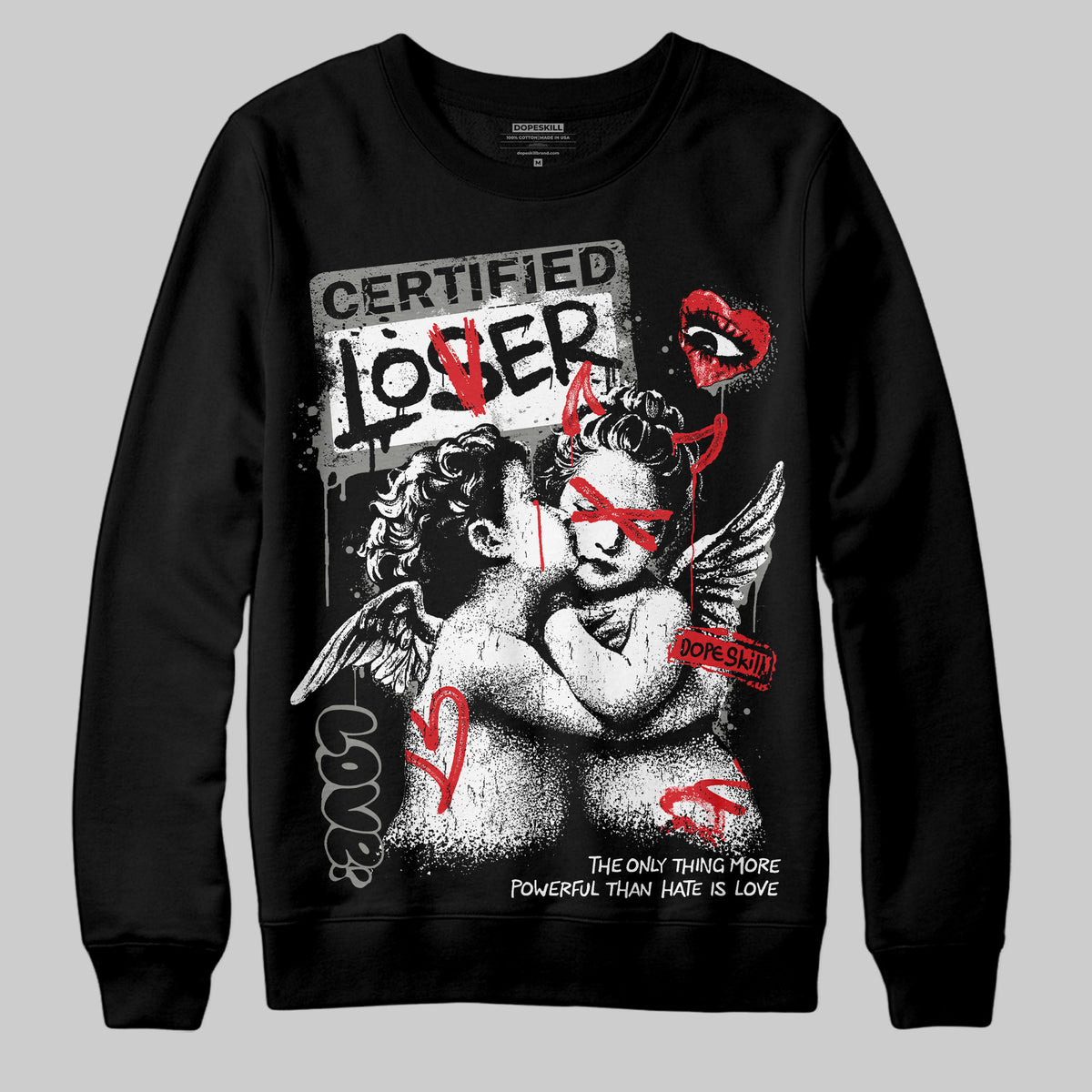 Jordan 4 Bred DopeSkill Sweatshirt Certified Lover Graphic Streetwear - Black