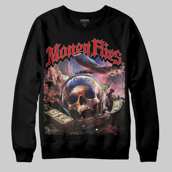 Jordan 4 Bred DopeSkill Sweatshirt Money Flies Graphic Streetwear - Black