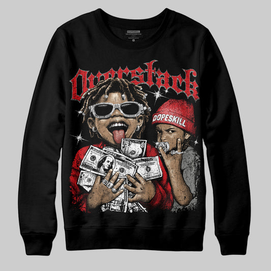 Jordan 4 Bred DopeSkill Sweatshirt Overstack Graphic Streetwear - Black