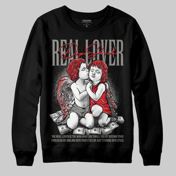 Jordan 4 Bred DopeSkill Sweatshirt Real Lover Graphic Streetwear - Black