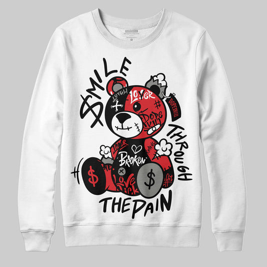 Jordan 4 Bred DopeSkill Sweatshirt Smile Through The Pain Graphic Streetwear - White