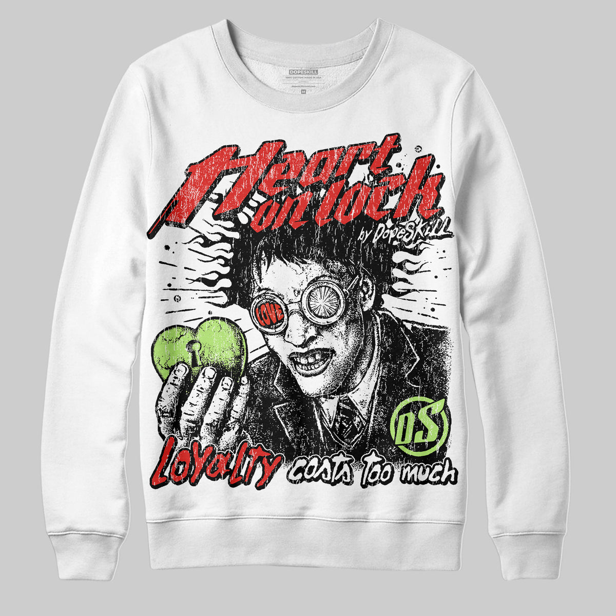 Jordan 5 Retro OG "Halloween" DopeSkill Sweatshirt Heart On Lock Graphic Streetwear - White