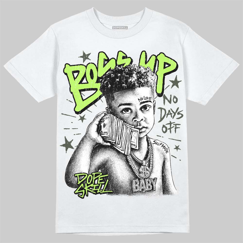 Foamposite One "Phantom/Barely Volt" DopeSkill T-Shirt Boss Up Graphic Streetwear - White