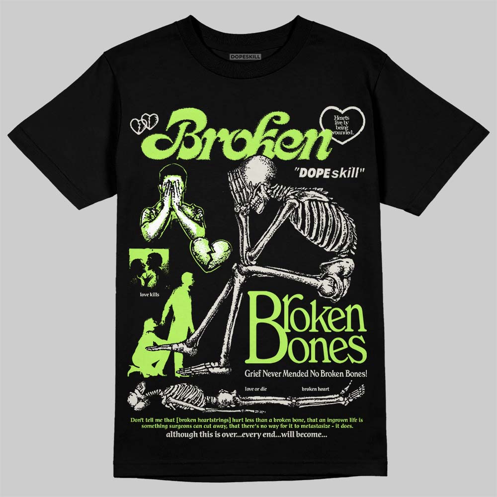 Foamposite One "Phantom/Barely Volt" DopeSkill T-Shirt Broken Bones Graphic Streetwear - Black