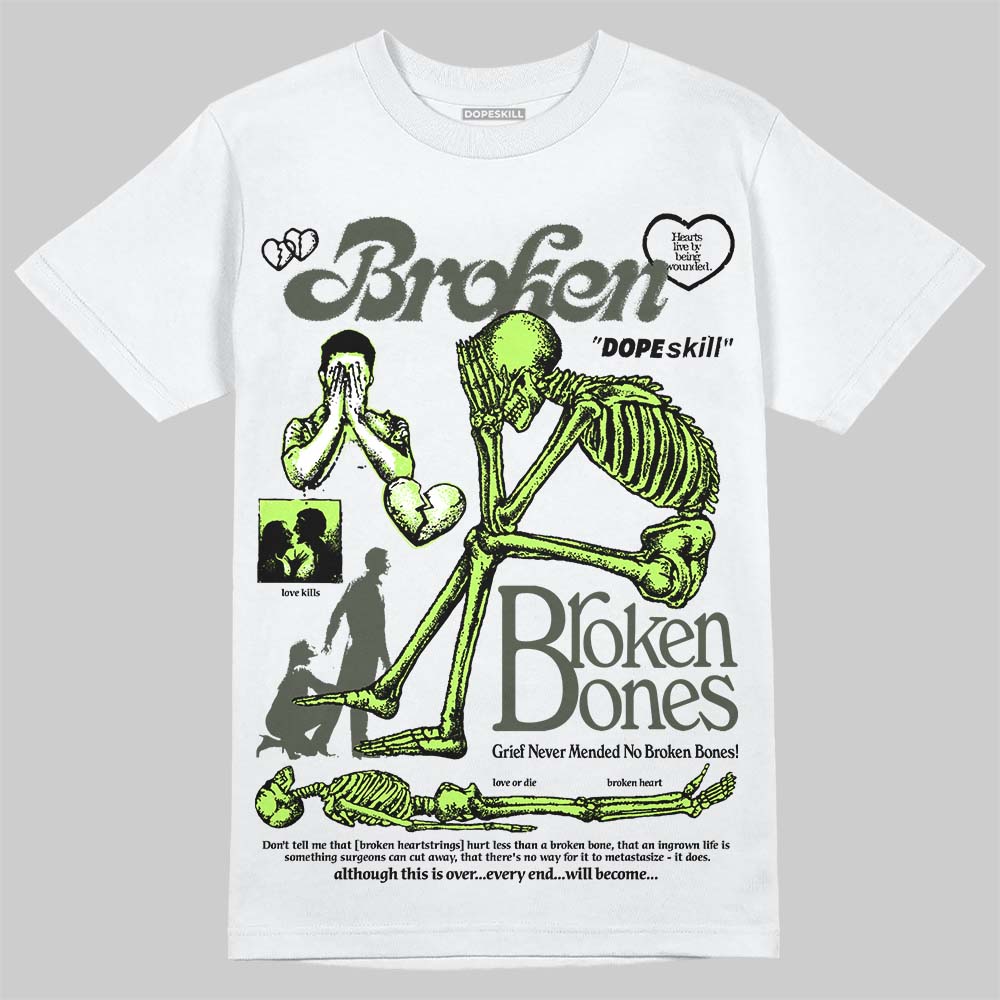 Foamposite One "Phantom/Barely Volt" DopeSkill T-Shirt Broken Bones Graphic Streetwear - White 
