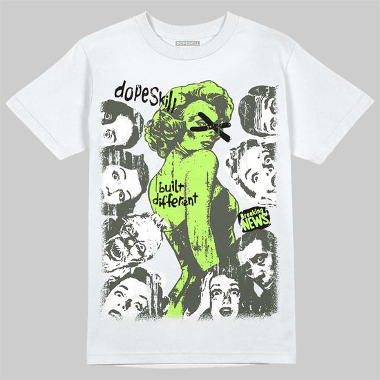 Foamposite One "Phantom/Barely Volt" DopeSkill T-Shirt Built Different Graphic Streetwear - White