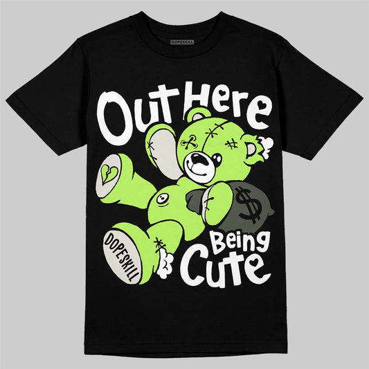 Foamposite One "Phantom/Barely Volt" DopeSkill T-Shirt Out Here Being Cute Graphic Streetwear - Black
