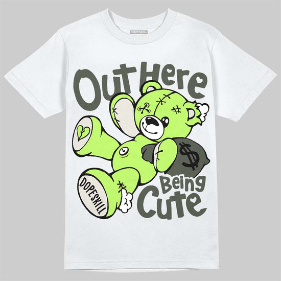 Foamposite One "Phantom/Barely Volt" DopeSkill T-Shirt Out Here Being Cute Graphic Streetwear - White