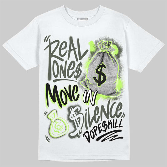 Foamposite One "Phantom/Barely Volt" DopeSkill T-Shirt Real Ones Move In Silence Graphic Streetwear - White