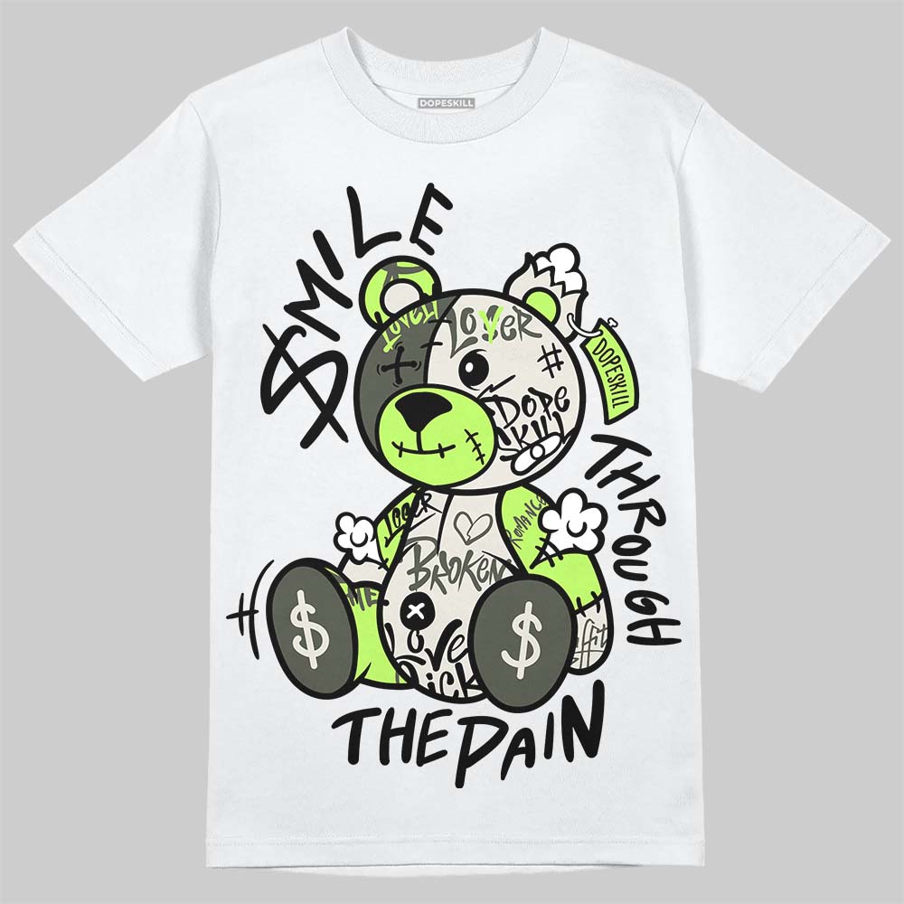 Foamposite One "Phantom/Barely Volt" DopeSkill T-Shirt Smile Through The Pain Graphic Streetwear - White