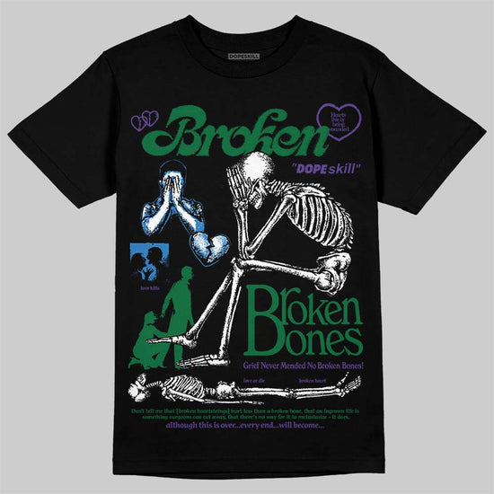 Jordan 12 Bucks DopeSkill T-Shirt Broken Bones Graphic Streetwear - Black