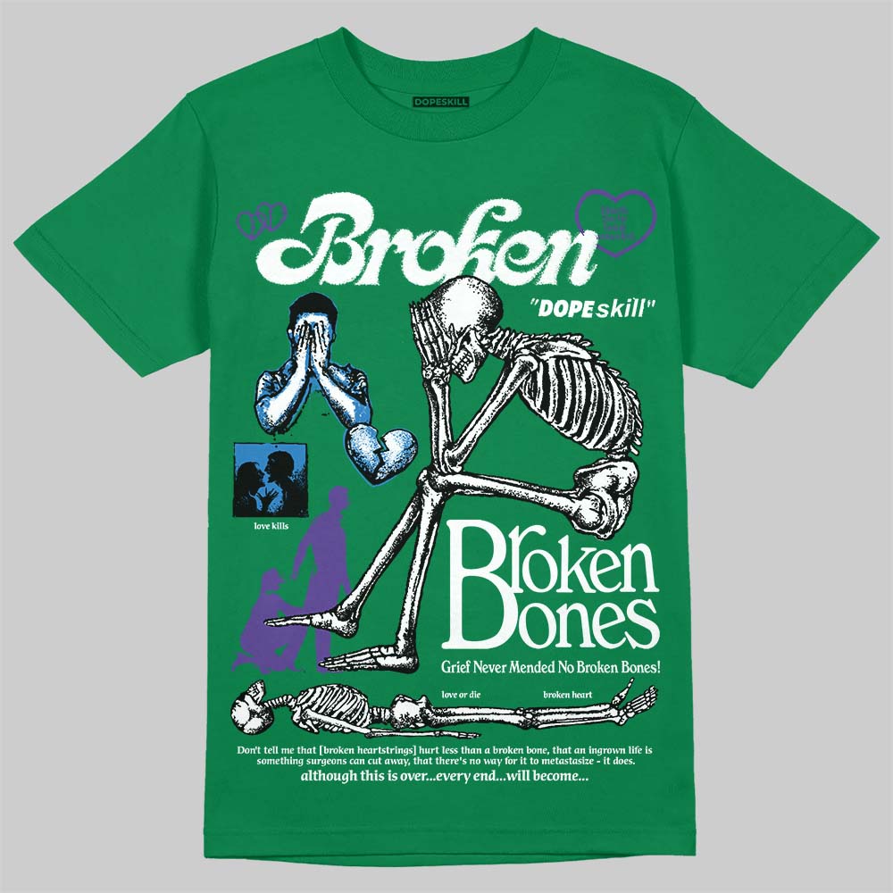 Jordan 12 Bucks DopeSkill T-Shirt Broken Bones Graphic Streetwear - Irish Green