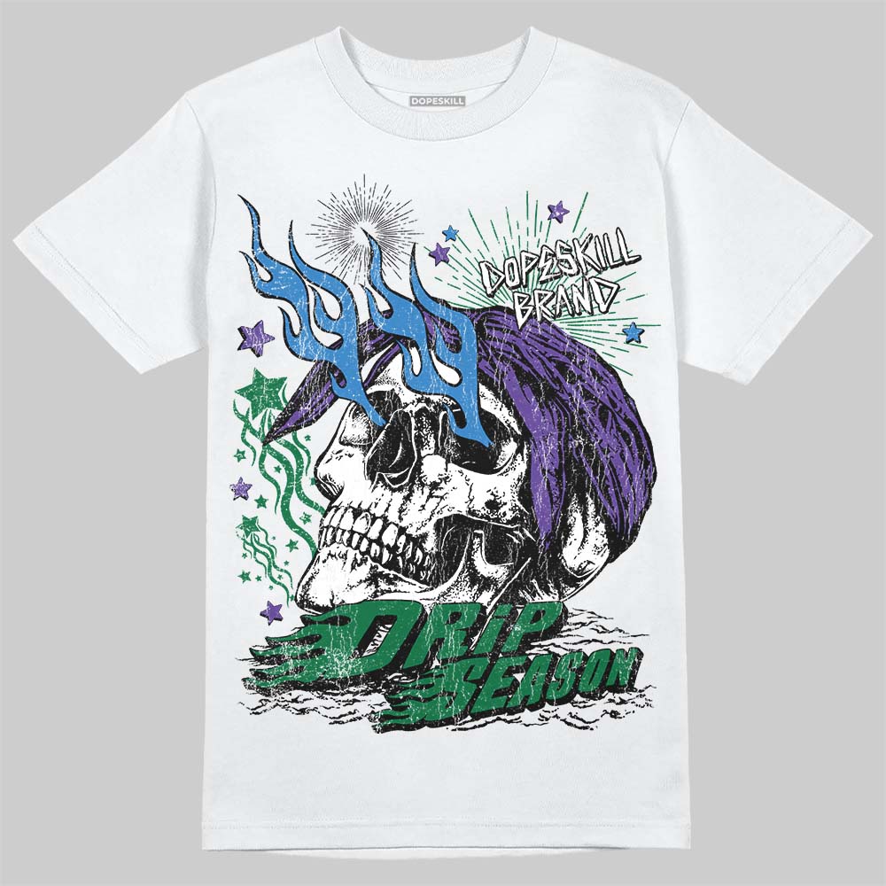 Jordan 12 Bucks DopeSkill T-Shirt Drip Season Graphic Streetwear - White 