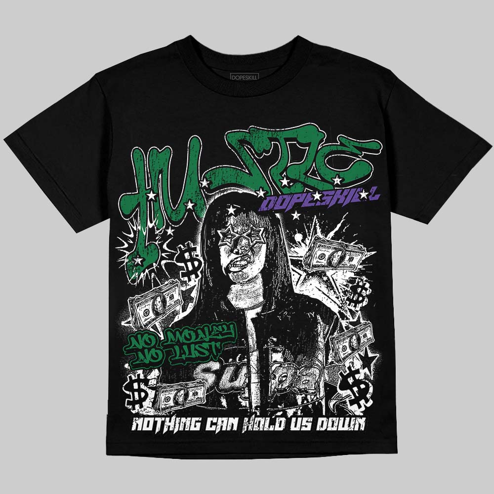 Jordan 12 Bucks DopeSkill Oversize Print T-Shirt No Money No Lust Graphic Streetwear - Black