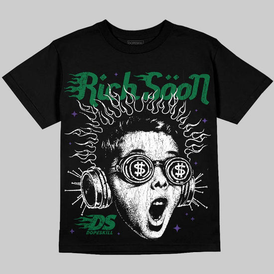 Jordan 12 Bucks DopeSkill Oversize Print T-Shirt Rich Soon Club Graphic Streetwear - Black