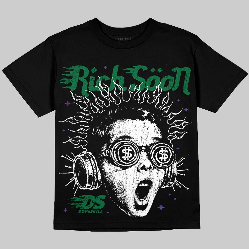 Jordan 12 Bucks DopeSkill Oversize Print T-Shirt Rich Soon Club Graphic Streetwear - Black
