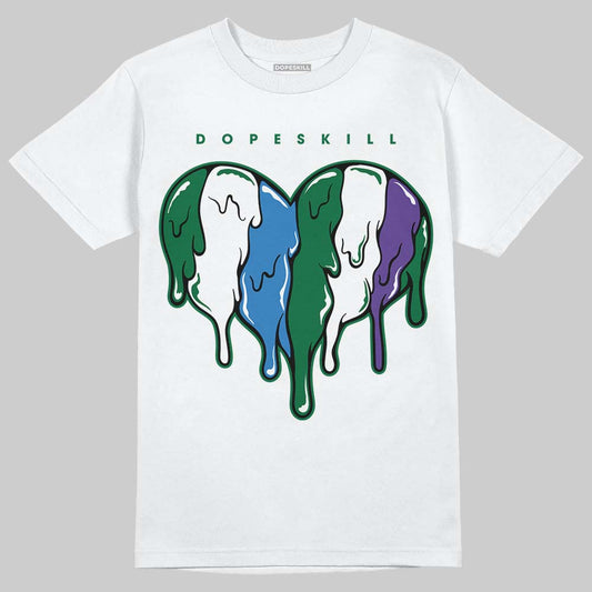 Jordan 12 Bucks DopeSkill T-Shirt Slime Drip Heart Graphic Streetwear - White