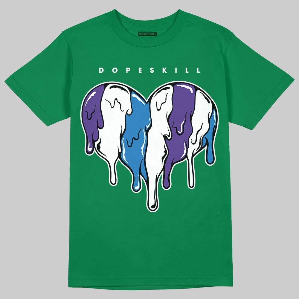 Jordan 12 Bucks DopeSkill T-Shirt Slime Drip Heart Graphic Streetwear - Irish green