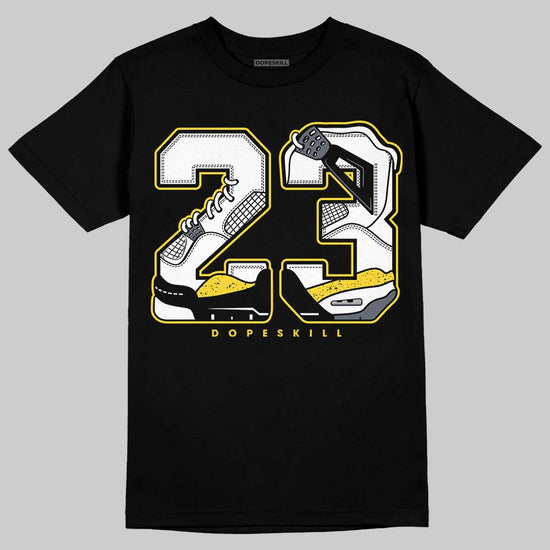 Jordan 4 "Tour Yellow" DopeSkill T-Shirt 23 with 4s Pattern Graphic Streetwear - Black