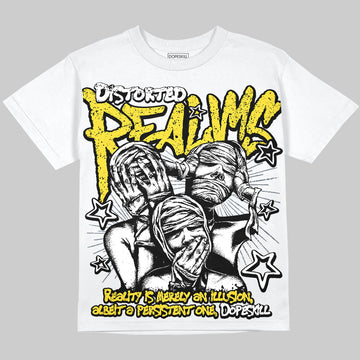 Jordan 4 "Tour Yellow" DopeSkill Oversize Print T-Shirt Distorted Realms Graphic Streetwear - White