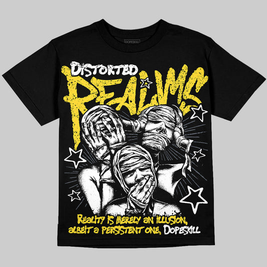 Jordan 4 "Tour Yellow" DopeSkill Oversize Print T-Shirt Distorted Realms Graphic Streetwear - Black