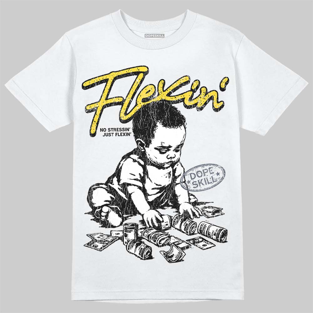 Jordan 4 "Tour Yellow" DopeSkill T-Shirt Flexin' Graphic Streetwear - White