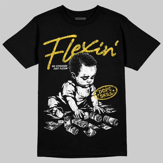 Jordan 4 "Tour Yellow" DopeSkill T-Shirt Flexin' Graphic Streetwear - Black