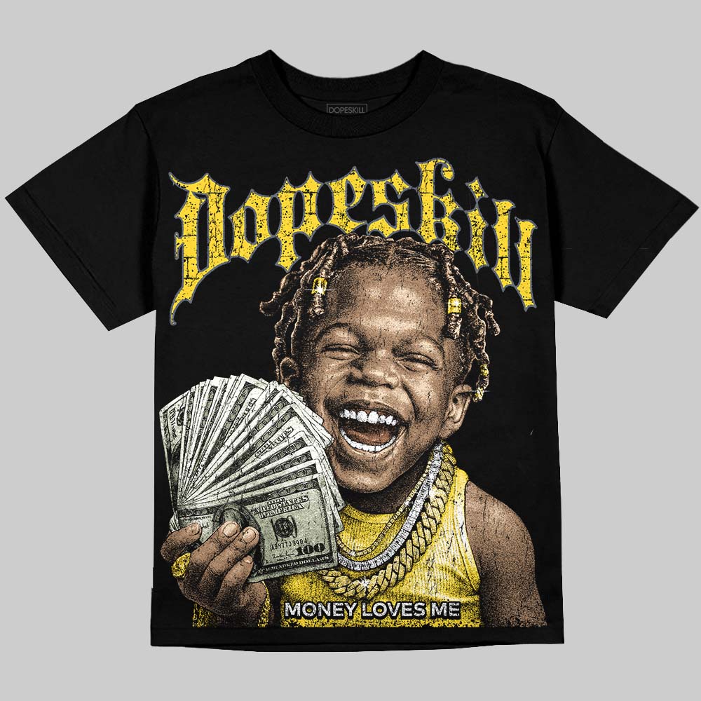 Jordan 4 "Tour Yellow" DopeSkill Oversize Print T-Shirt Money Loves Me Graphic Streetwear - Black