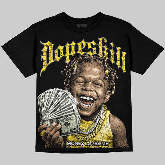 Jordan 4 "Tour Yellow" DopeSkill Oversize Print T-Shirt Money Loves Me Graphic Streetwear - Black
