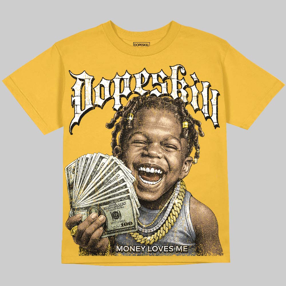 Jordan 4 "Tour Yellow" DopeSkill Oversize Print T-Shirt Money Loves Me Graphic Streetwear - Mustard