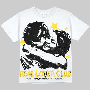 Jordan 4 "Tour Yellow" DopeSkill Oversize Print T-Shirt Real Lover Club Graphic Streetwear - White