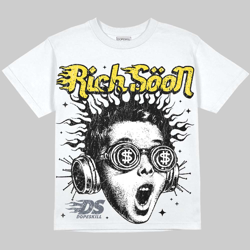 Jordan 4 "Tour Yellow" DopeSkill Oversize Print T-Shirt Rich Soon Graphic Streetwear - White 