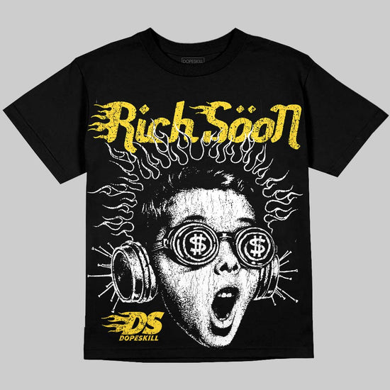 Jordan 4 "Tour Yellow" DopeSkill Oversize Print T-Shirt Rich Soon Graphic Streetwear - Black