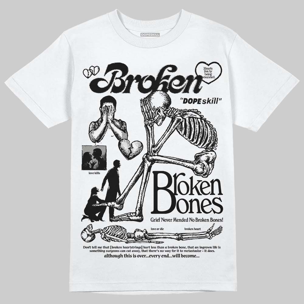 Jordan 8 "Chrome" DopeSkill T-Shirt Broken Bones Graphic Streetwear - White