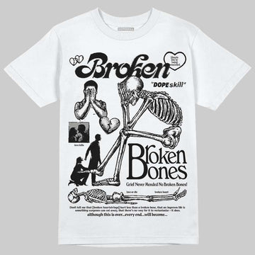 Jordan 8 "Chrome" DopeSkill T-Shirt Broken Bones Graphic Streetwear - White