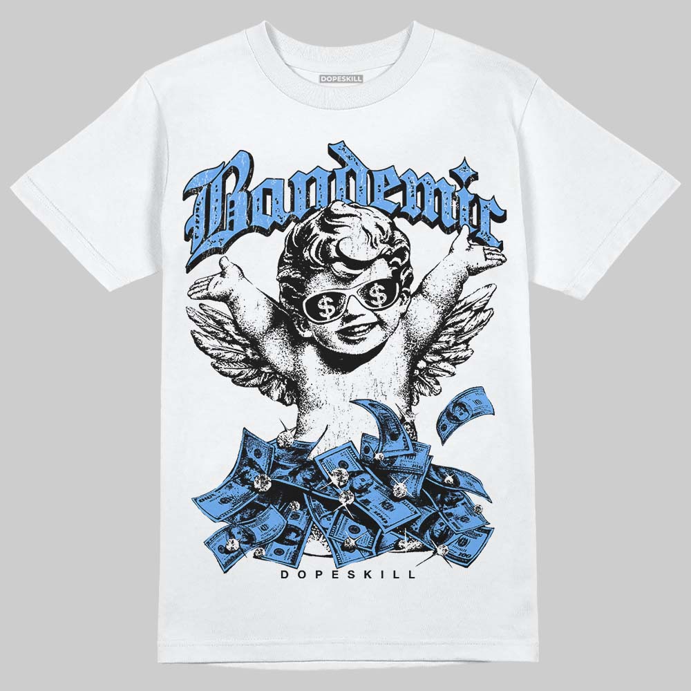 Jordan 5 Black University Blue DopeSkill T-Shirt Bandemic Graphic Streetwear - White v