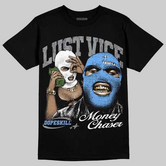 Jordan 5 Black University Blue DopeSkill T-Shirt Lust Vice Graphic Streetwear - Black