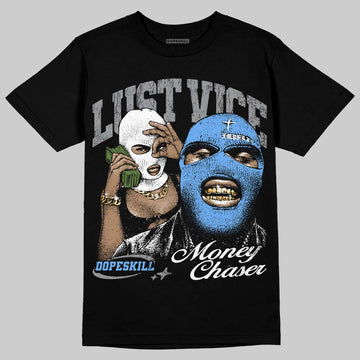 Jordan 5 Black University Blue DopeSkill T-Shirt Lust Vice Graphic Streetwear - Black