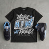Black University Blue 5s DopeSkill T-Shirt Make Money Not Friend Typo Graphic