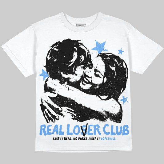 Jordan 5 Black University Blue DopeSkill Oversize Print T-Shirt Real Lover Club Graphic Streetwear - White