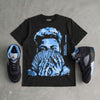 Black University Blue 5s DopeSkill T-Shirt Rich Boy Camo Graphic