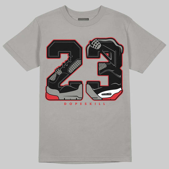 Jordan 4 Bred DopeSkill T-Shirt 23 with 4s Pattern Graphic Streetwear - Gravel