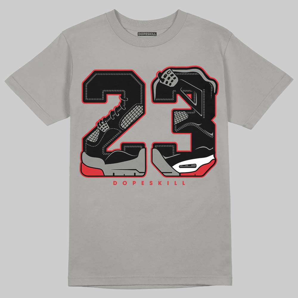 Jordan 4 Bred DopeSkill T-Shirt 23 with 4s Pattern Graphic Streetwear - Gravel