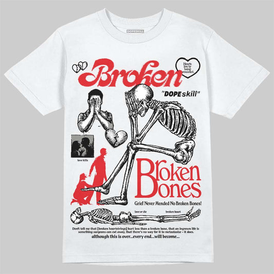 Jordan 4 Bred DopeSkill T-Shirt Broken Bones Graphic Streetwear - White