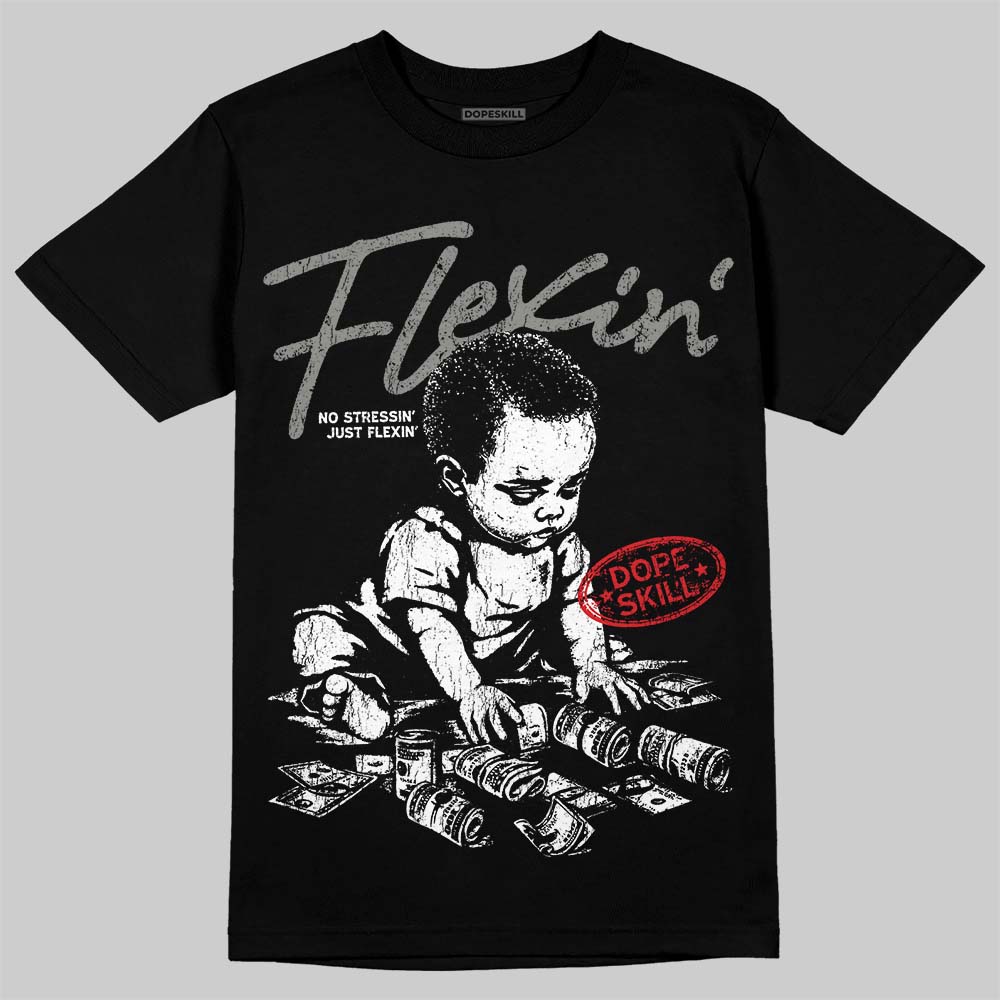Jordan 4 Bred DopeSkill T-Shirt Flexin' Graphic Streetwear - Black