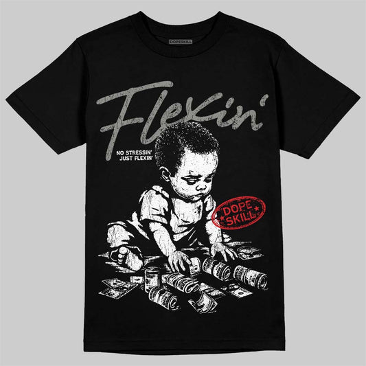 Jordan 4 Bred DopeSkill T-Shirt Flexin' Graphic Streetwear - Black